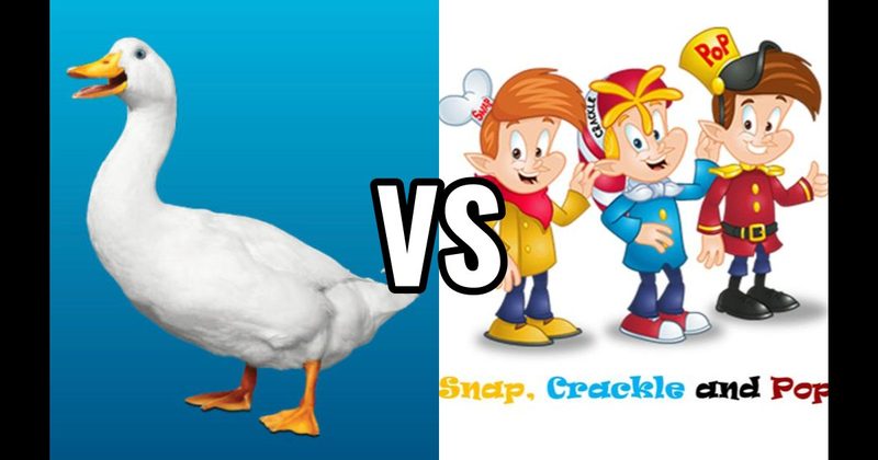 Aflac Duck vs. Snap, Crackle, and Pop