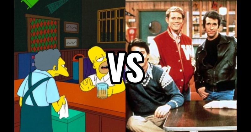 ARNOLD’S DRIVE-IN (Happy Days) vs. Moe’s Tavern (The Simpsons)