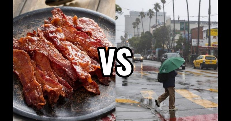 Bacon Cooking vs. Rain on Dry Pavement