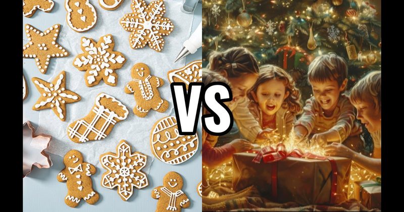 Baking Holiday Cookies vs. Opening Presents
