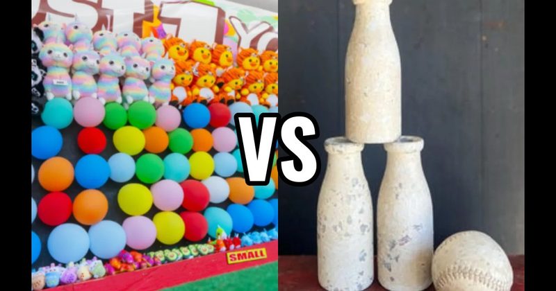 Balloon Darts vs. Milk Bottle Knockdown