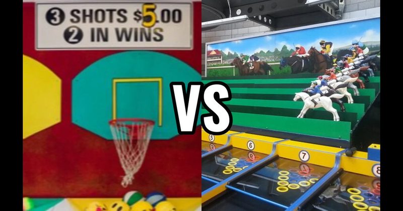 Basketball Toss vs. Roll-A-Ball Horse Race