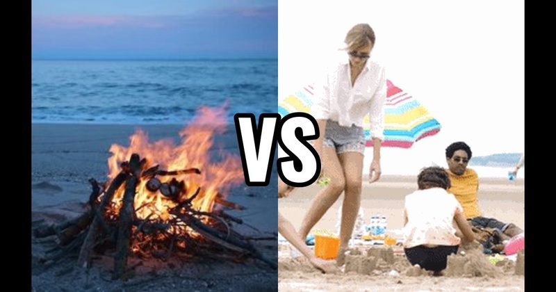Beach Bonfire & S'mores vs. Build a Sandcastle