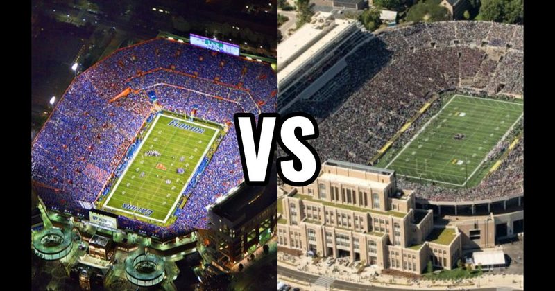 Ben Hill Griffin Stadium (Florida — “The Swamp”) vs. Notre Dame Stadium (Notre Dame)