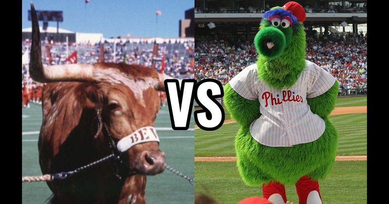 Bevo (Texas Longhorns) vs. Phillie Phanatic (Philadelphia Phillies)
