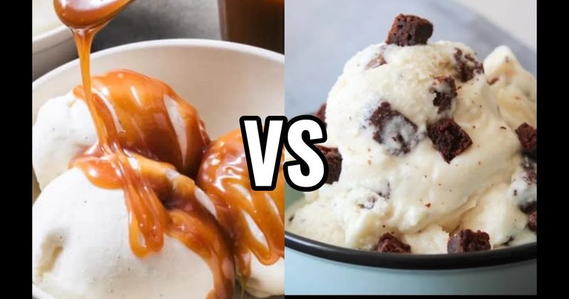Brownie Pieces vs. Caramel Sauce