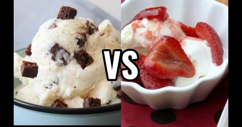 Brownie Pieces vs. Strawberries