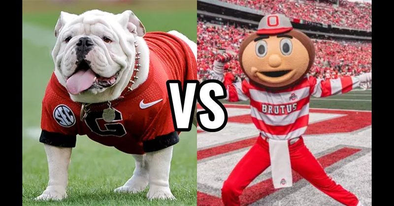 Brutus Buckeye (Ohio State Buckeyes) vs. Uga (Georgia Bulldogs)