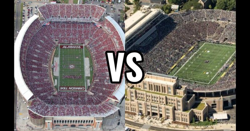Bryant–Denny Stadium (Alabama) vs. Notre Dame Stadium (Notre Dame)