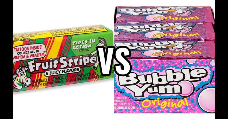 Bubble Yum vs. Fruit Stripe Gum