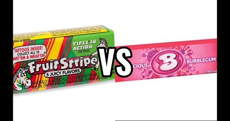 Bubblicious vs. Fruit Stripe Gum