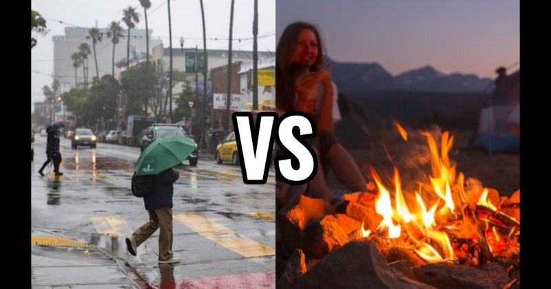 Campfire Smoke vs. Rain on Dry Pavement