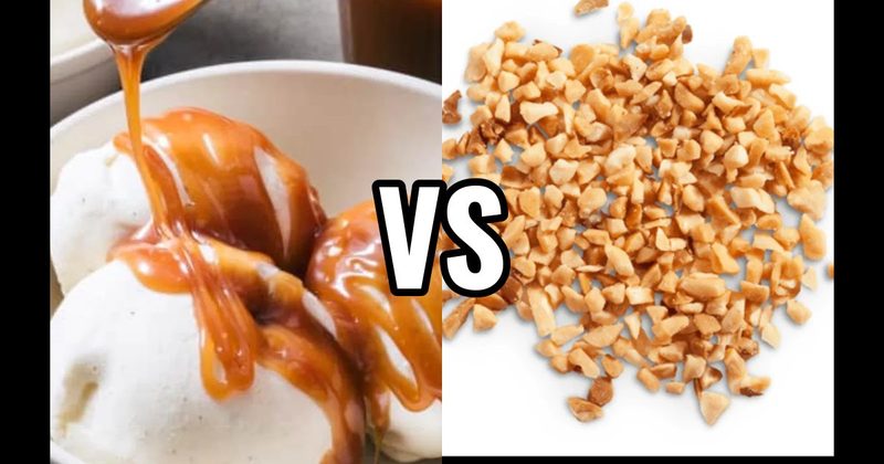 Caramel Sauce vs. Chopped Peanuts