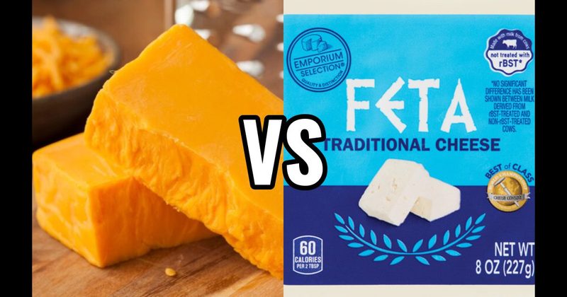 Cheddar Cheese vs. Feta Cheese