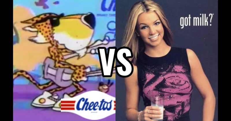 Chester Cheetah (Cheetos) vs. “Got Milk?” Milk Mustache