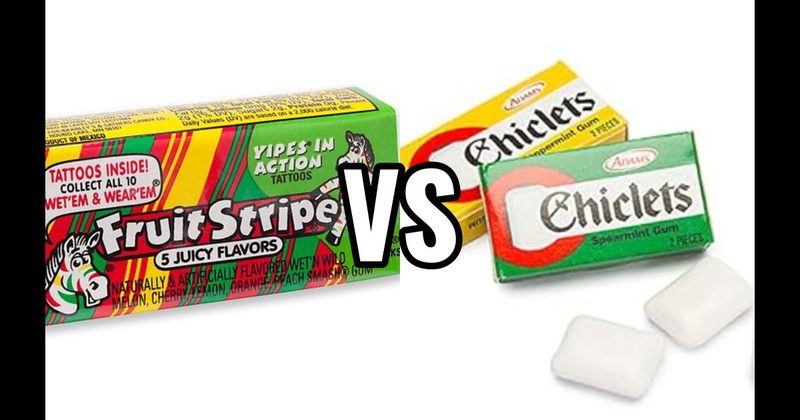 Chiclets vs. Fruit Stripe Gum