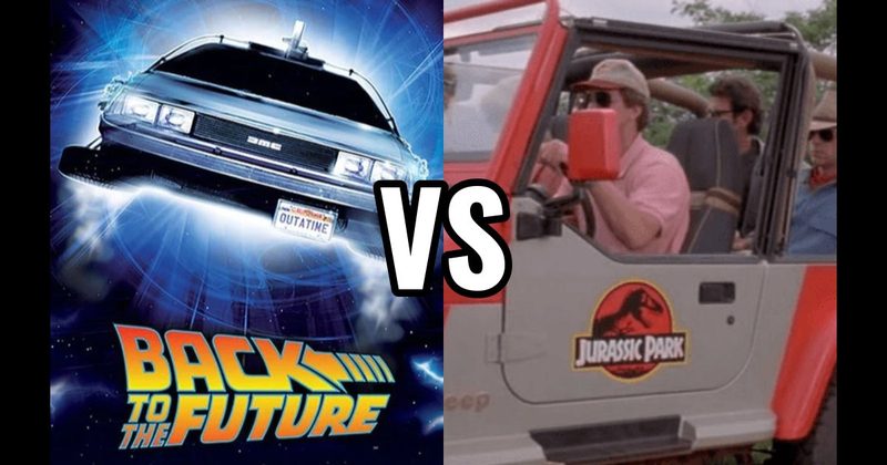 DeLorean Time Machine (Back to the Future) vs. Jurassic Park Jeep
