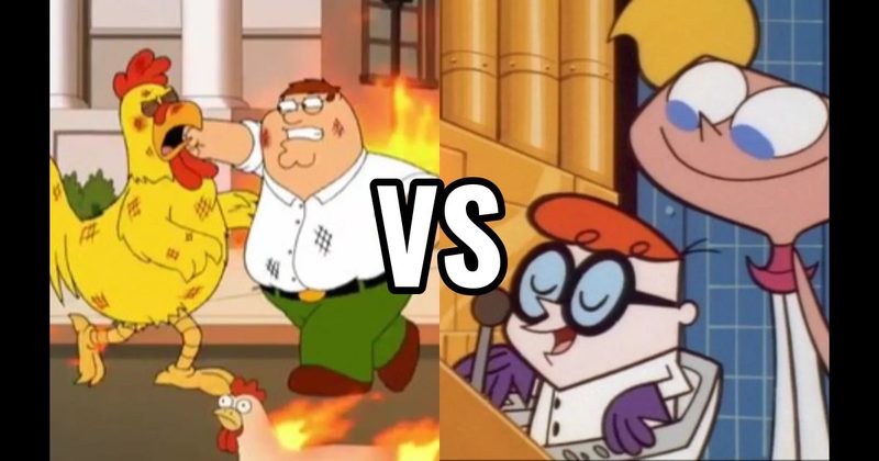 Dexter vs. Dee Dee (Dexter’s Laboratory) vs. Peter Griffin vs. The Giant Chicken (Family Guy)