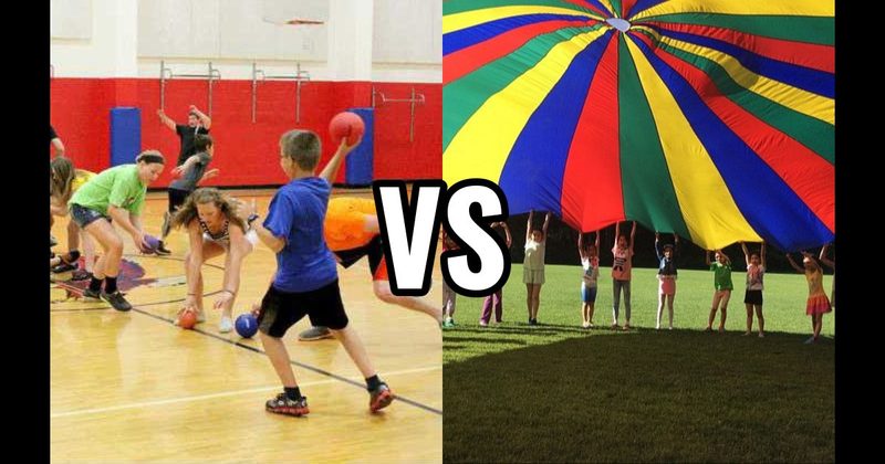 Dodgeball vs. Multi-Colored Parachute