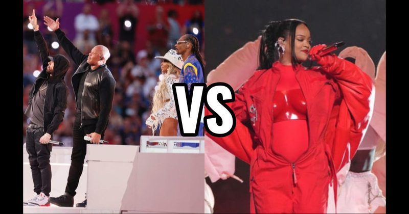 Dr. Dre / Snoop / Eminem / Kendrick / Mary J. Blige (2022) vs. Rihanna (2023)