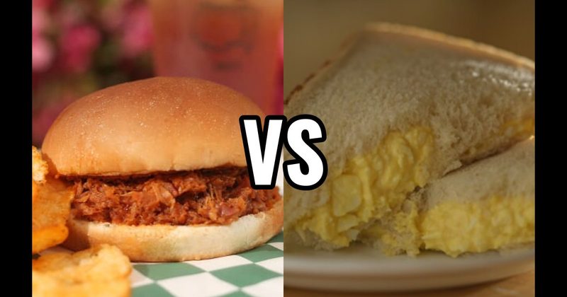 Egg Salad Sandwich vs. Pulled Pork BBQ Sandwich