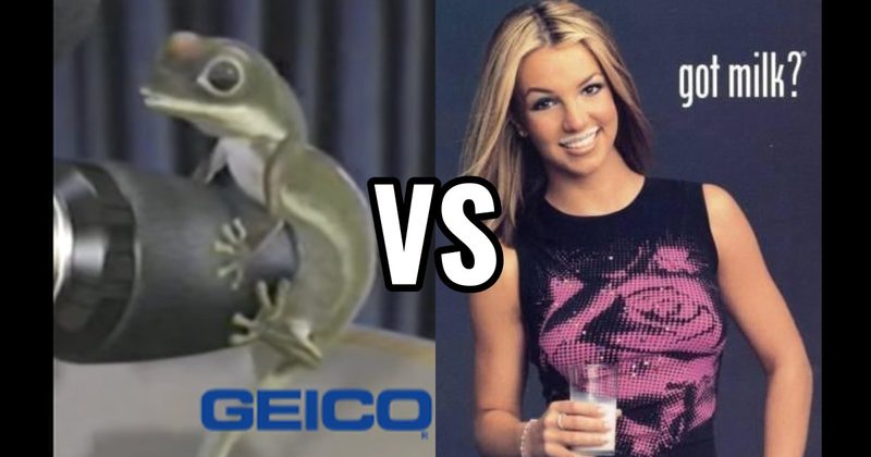 Geico Gecko vs. “Got Milk?” Milk Mustache