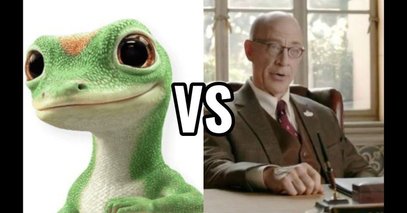 Geico Gecko vs. Professor Burke (Farmers Insurance)