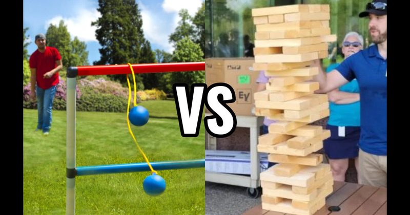 Giant Jenga vs. Ladder Toss