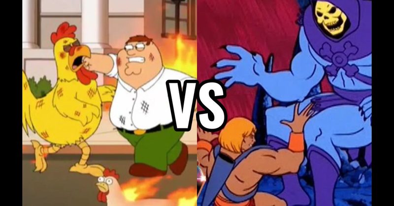 He-Man vs. Skeletor (Masters of the Universe) vs. Peter Griffin vs. The Giant Chicken (Family Guy)
