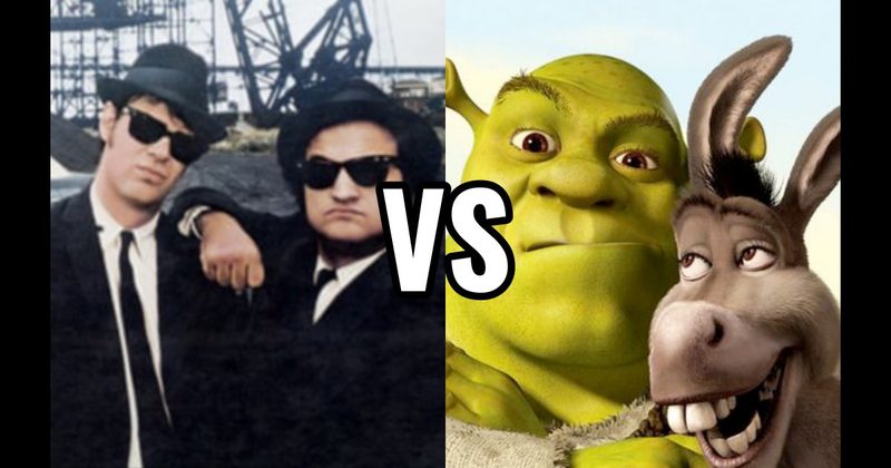 Jake & Elwood (The Blues Brothers) vs. Shrek & Donkey (Shrek)