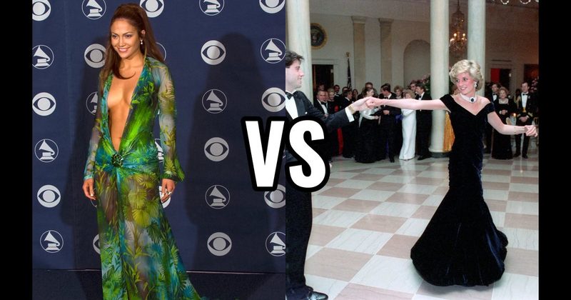Jennifer Lopez (Versace) vs. Princess Diana (Victor Edelstein)