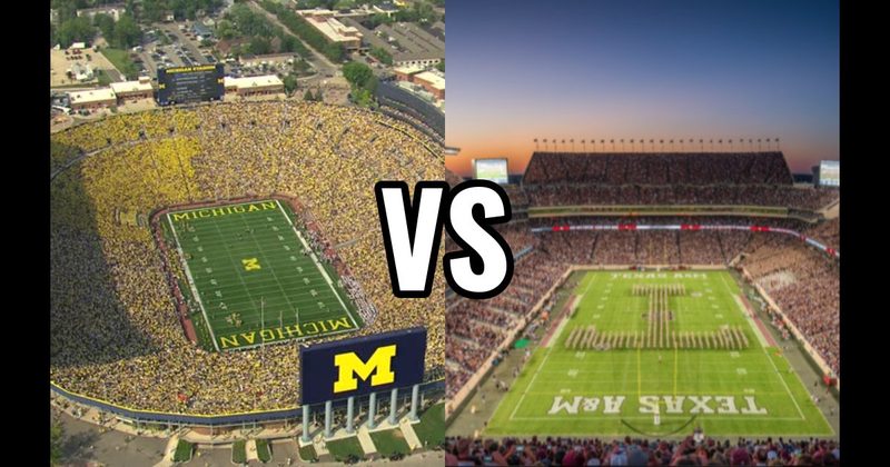 Kyle Field (Texas A&M — 12th Man) vs. Michigan Stadium (Michigan — “The Big House”)