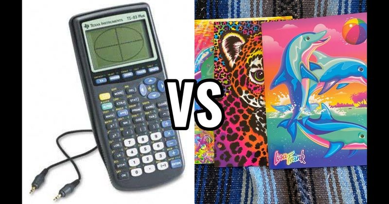 Lisa Frank Folders vs. TI-83 Graphing Calculator