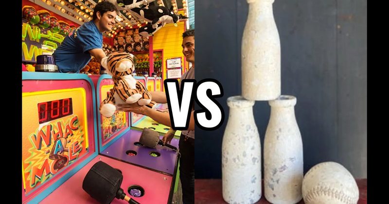 Milk Bottle Knockdown vs. Whac-A-Mole