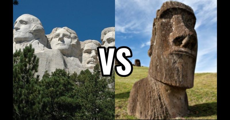 Moai of Easter Island vs. Mount Rushmore