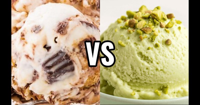 Moose Tracks Ice Cream vs. Pistachio Ice Cream