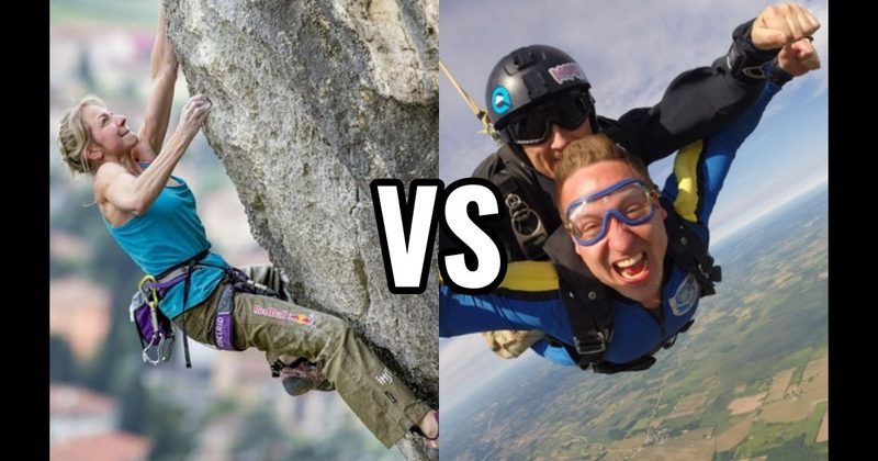 Outdoor Rock Climbing vs. Skydiving