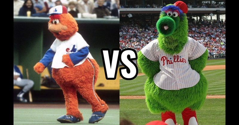 Phillie Phanatic (Philadelphia Phillies) vs. Youppi! (Montreal Canadiens / Expos)