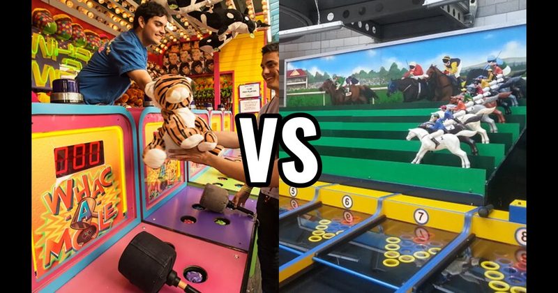 Roll-A-Ball Horse Race vs. Whac-A-Mole