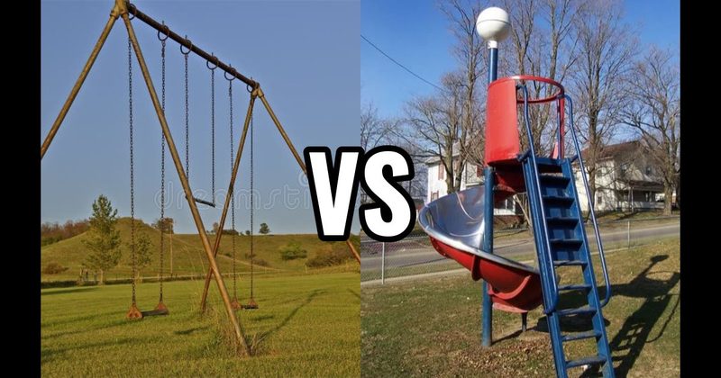 Spiral Slide vs. Swing Set