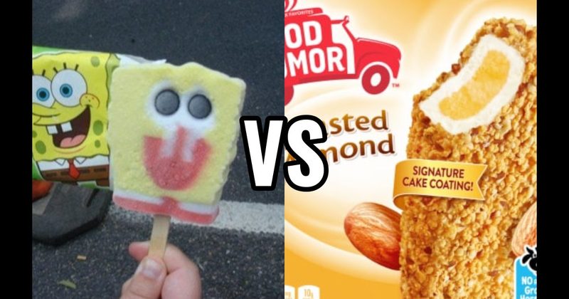 SpongeBob Popsicle vs. Toasted Almond Bar
