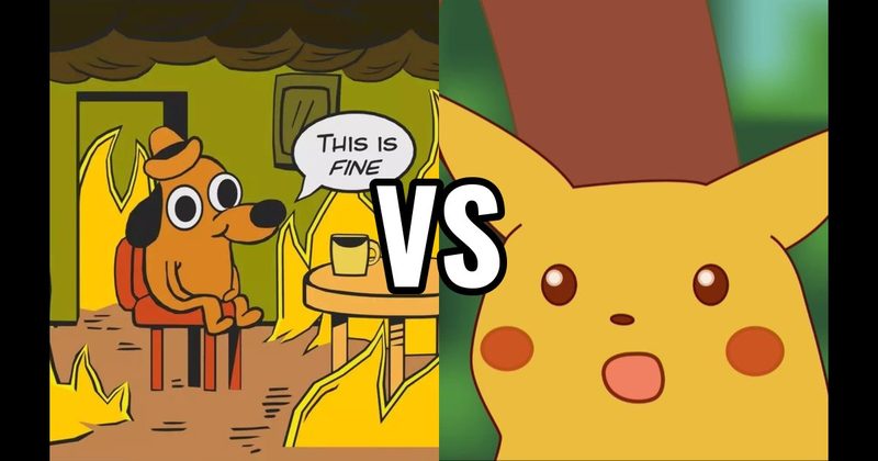 Surprised Pikachu vs. This is Fine Dog